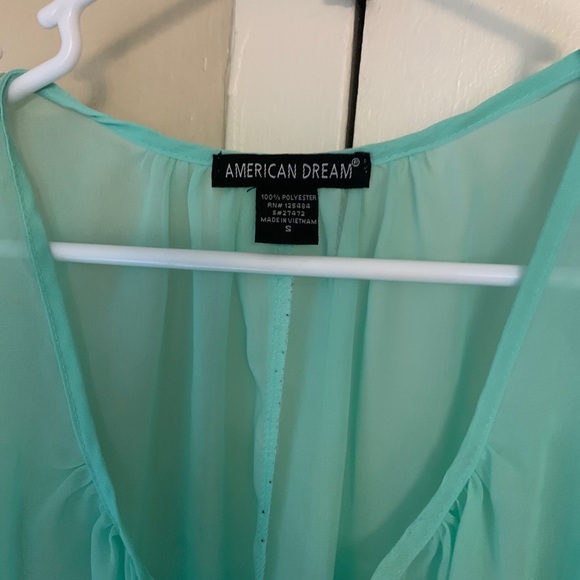 Mint open shoulder lace top - Picture 3 of 3